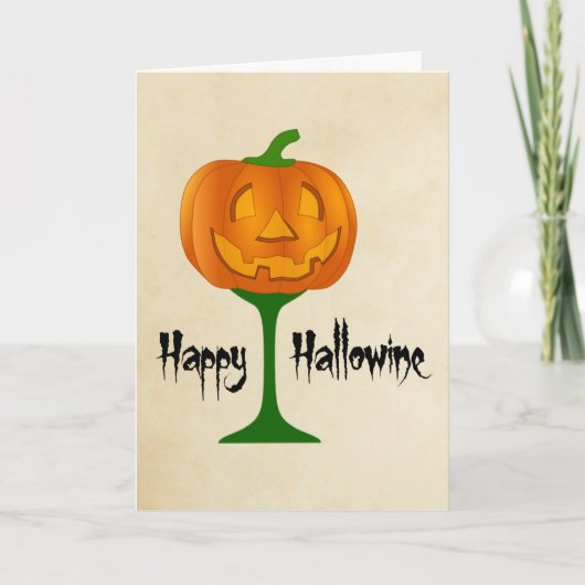 Carte Happy Hallowine Vin Citrouille Halloween (Devant)