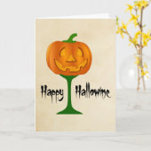 Carte Happy Hallowine Vin Citrouille Halloween (Fleur jaune)