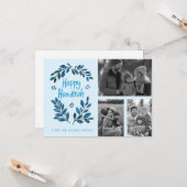 Carte Happy Hanoukka CUSTOM 3 PHOTOS Grid Holiday (Devant/Arrière en situation)