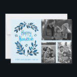 Carte Happy Hanoukka CUSTOM 3 PHOTOS Grid Holiday<br><div class="desc">J'espère que vous aimez ce design de vacances. Ajoutez vos propres photos et texte au recto en cliquant sur "Personnaliser ce modèle". Assurez-vous d'organiser vos photos sous le "groupe" qui crée la bordure blanche. Tout est réglable. Ajoutez également du texte à l'arrière et modifiez les couleurs arrière - plans. Consultez...</div>