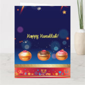 Carte Happy Hanoukka Lights Jewish Holiday Gold (Dos)