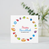 Carte Happy Hanoukka Modern Photo Dreidel Star Nom (Debout devant)