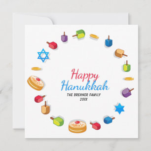 Carte Happy Hanoukka Modern Photo Dreidel Star Nom
