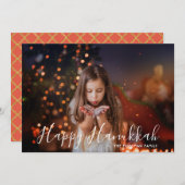 Carte Happy Hanoukka Photo Nom personnalisé (Devant / Derrière)