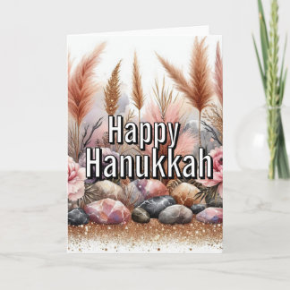 Carte Happy Hanukkah Greeting Card - Modern Simple Pink