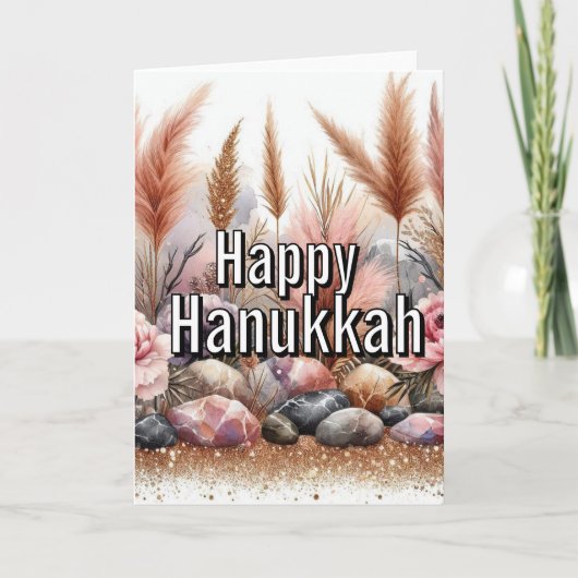 Carte Happy Hanukkah Greeting Card - Modern Simple Pink (Devant)