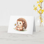 Carte Happy Hdgehog avec les marguerites salutation blan (Fleur jaune)