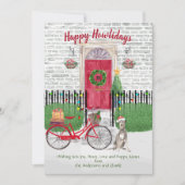 Carte Happy Holiday Irish Wolfhound Bicycle Porte rouge (Devant)