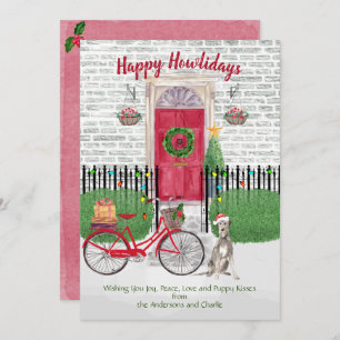 Carte Happy Holiday Irish Wolfhound Bicycle Porte rouge