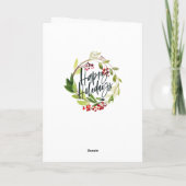 Carte Happy Holidays aquarelle photo florale vacances (Dos)