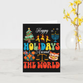 Carte Happy Holidays Around World Christmas Hanukkah Diw (Fleur jaune)