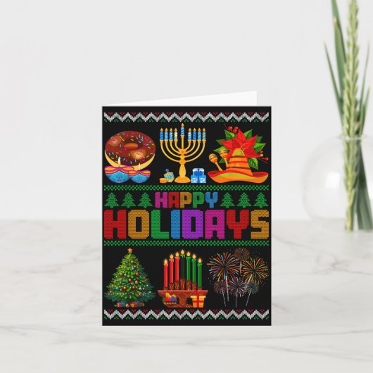 Carte Happy Holidays Christmas Hanukkah Kwanzaa Happy Ne (Devant)