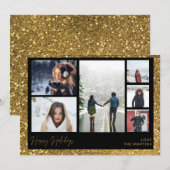 Carte Happy Holidays Faux Gold Parties scintillant Multi (Devant / Derrière)