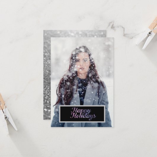 Carte Happy Holidays Galaxy Text (Devant/Arrière en situation)