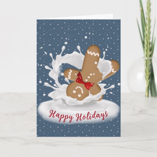 Carte Happy Holidays Gingerbread Man in Milk (Devant)
