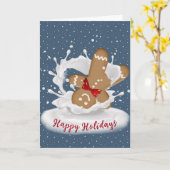 Carte Happy Holidays Gingerbread Man in Milk (Fleur jaune)