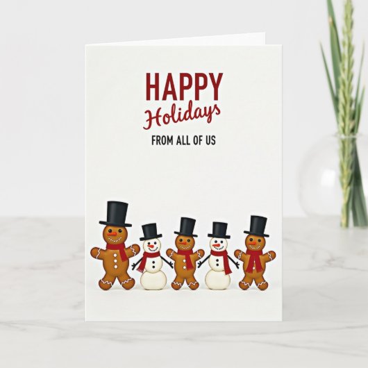 Carte Happy Holidays Gingerbread Snowmen Card (Devant)