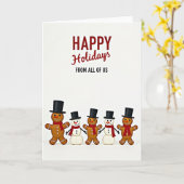 Carte Happy Holidays Gingerbread Snowmen Card (Fleur jaune)