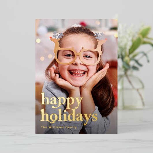 Carte Happy Holidays Gold Foil (Debout devant)