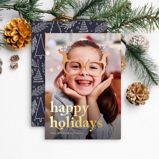 Carte Happy Holidays Gold Foil