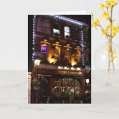 Carte Happy Holidays London UK Christmas Lights Pub (Fleur jaune)