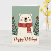 Carte Happy Holidays Polar Bear Card (Fleur jaune)