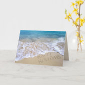 Carte Happy Holidays sur la plage de l'océan (Fleur jaune)