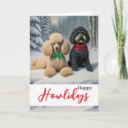 Carte Happy Howlidays Winter with Poodle and Schnoodle (Devant)