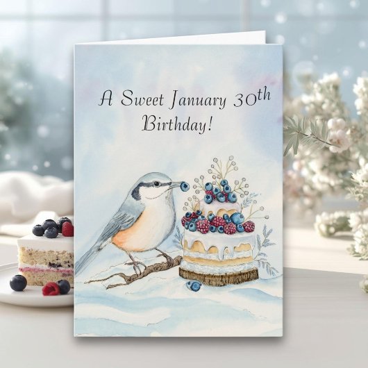 Carte Happy January 30th Birthday Nuthatch Bird