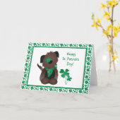 Carte Happy Jour de la Saint Patrick Chien quatre feuill (Fleur jaune)
