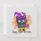 Carte Happy Meow-o-ween -Chat Sorcière Noire (Devant)