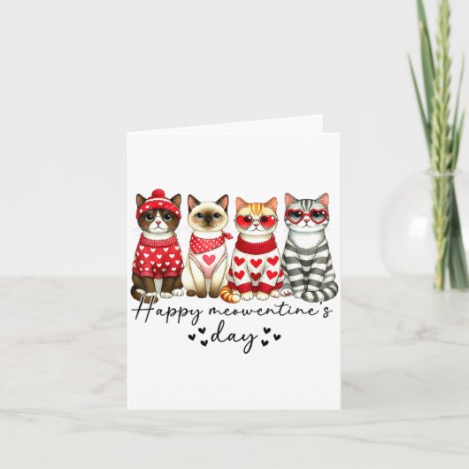 Carte Happy Meowentine's Day Cute Valentines Funny Cat S (Devant)