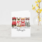 Carte Happy Meowentine's Day Cute Valentines Funny Cat S (Fleur jaune)
