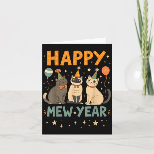 Carte Happy Mew Year Cat Party  (Devant)