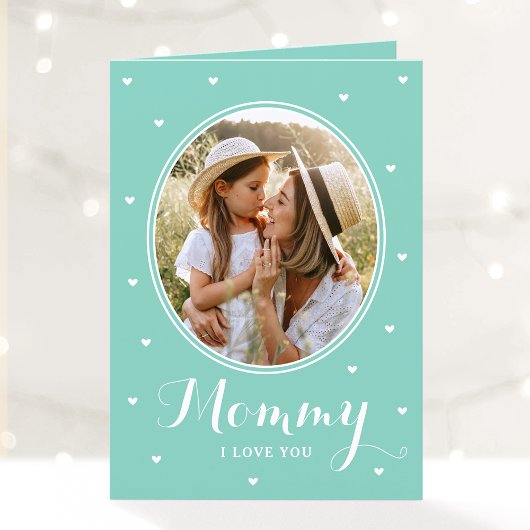 Carte Happy Mother's Day Custom Photos Script Mint Cute