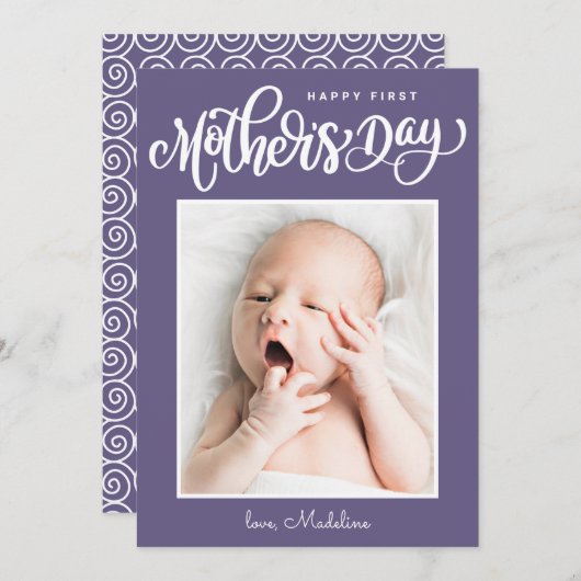 Carte HAPPY MOTHER'S DAY First Mother's Day Ajouter la p (Devant / Derrière)