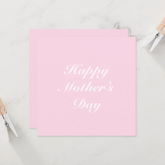 Carte Happy Mother's Day light rose classique script chi (Devant/Arrière en situation)