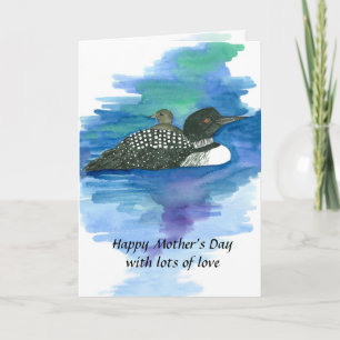 Carte Happy Mother's Day Loon Bird Baby Loonlet