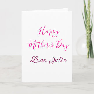 Carte Happy Mothers Day pink calligraphy mom grandmother