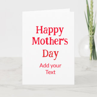 Carte Happy mother's day red add text simple minimal mom