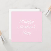 Carte Happy Mother's Day rose blanc élégant script chic (Devant/Arrière en situation)