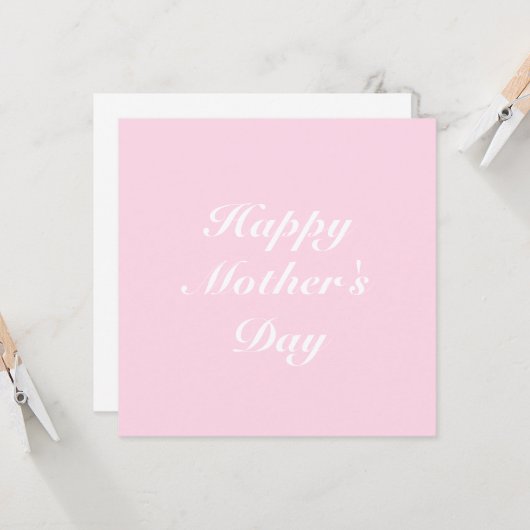 Carte Happy Mother's Day rose blanc élégant script chic (Devant/Arrière en situation)