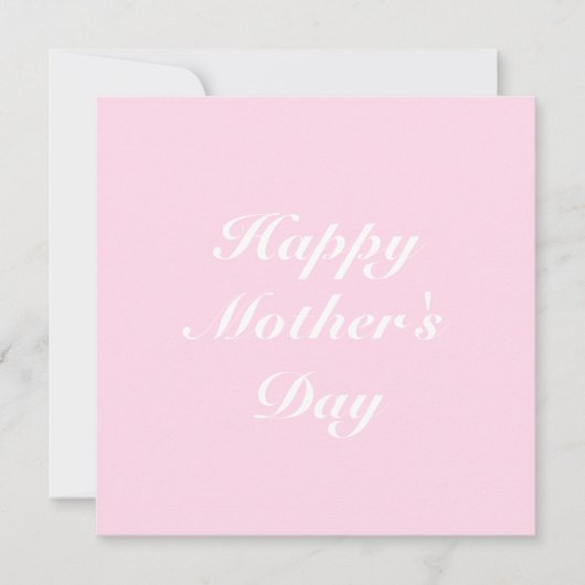 Carte Happy Mother's Day rose blanc élégant script chic (Devant)