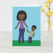 Carte Happy Mothers Day Son African American Personalize (Fleur jaune)