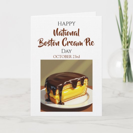 Carte Happy National Boston Cream Pie Day | Oct 23rd (Devant)