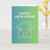 Carte Happy New Home with Green Gradient Background (Fleur jaune)