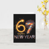 Carte Happy New Year 2026 67th Bday Fireworks Number 67 (Fleur jaune)