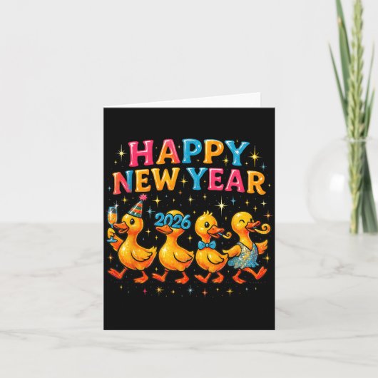 Carte Happy New Year 2026 Cute Duck Party Gift  (Devant)