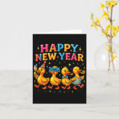 Carte Happy New Year 2026 Cute Duck Party Gift  (Fleur jaune)