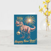 Carte Happy New Year 2026 Dinosaur Funny Dino Tee For Ad (Fleur jaune)